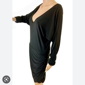 Black rouched midi dress